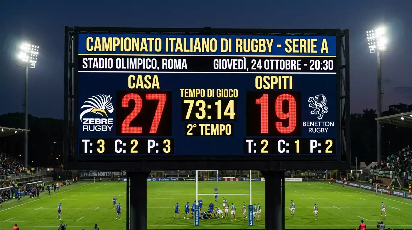 Tabellone punti durante una partita di rugby per scommesse over under